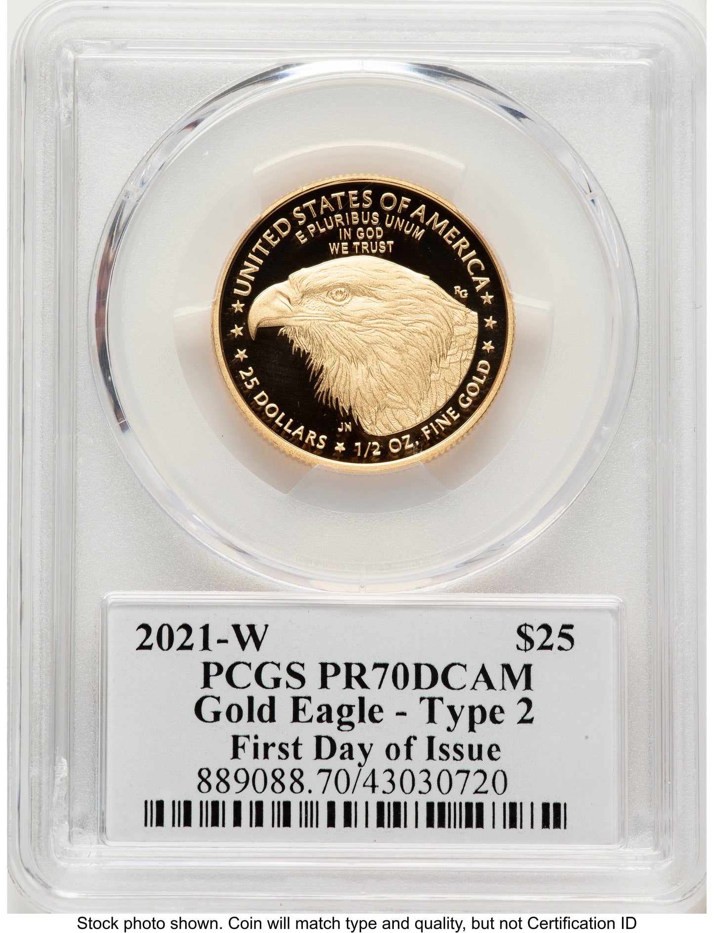 2021-W Type 2 Proof Gold Eagle 1/2 oz FDI Thomas Cleveland Americana PCGS PR70