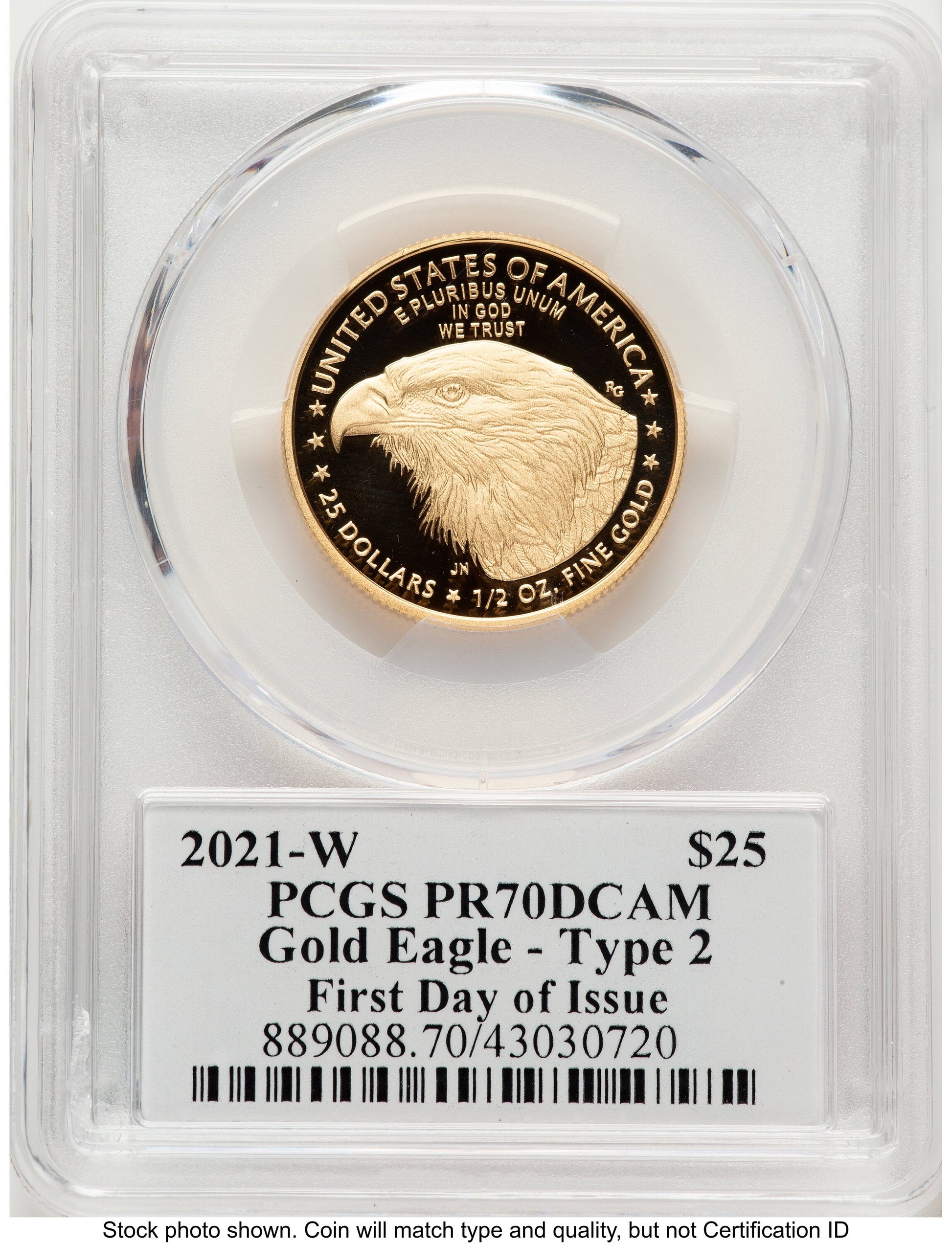 2021-W Type 2 Proof Gold Eagle 1/2 oz FDI Thomas Cleveland Americana PCGS PR70