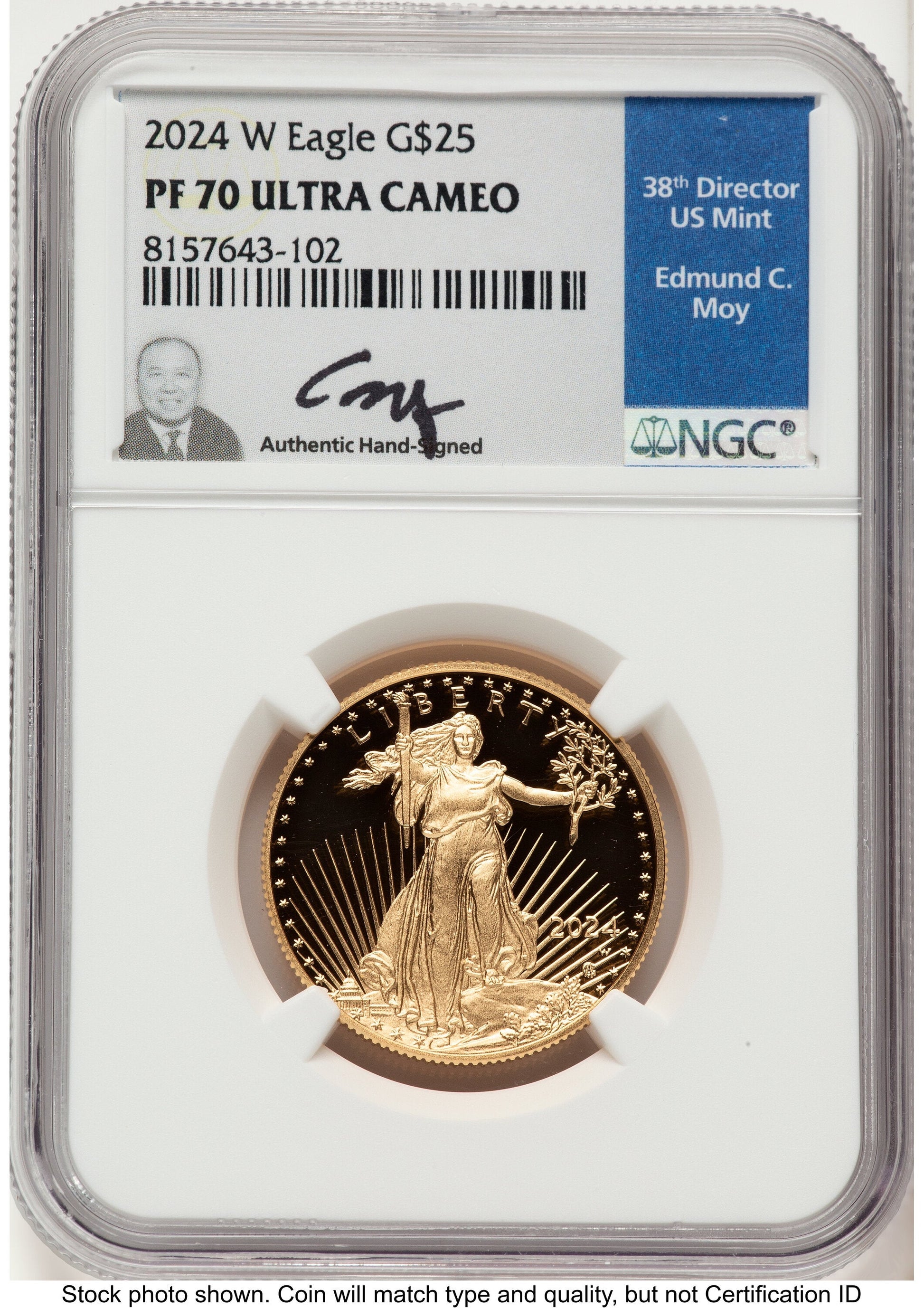 2024-W Proof Gold Eagle 1/2 oz NGC PF70 Ed Moy