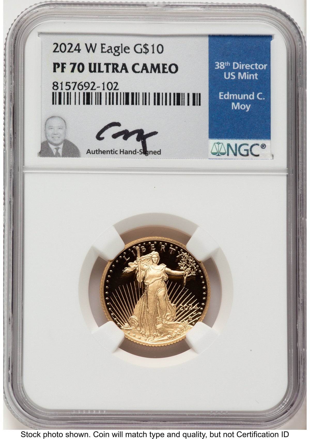 2024-W Proof Gold Eagle 1/4 oz NGC PF70 Ed Moy