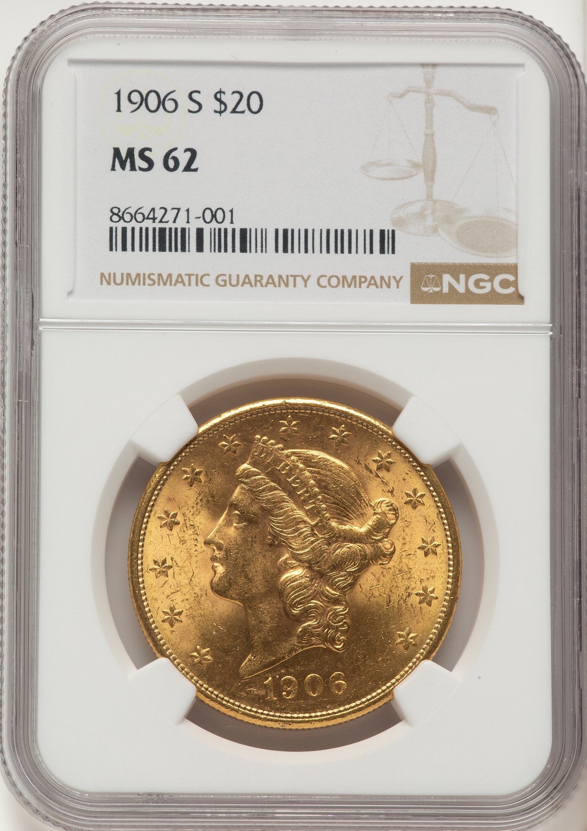 1906-S $20 Liberty Double Eagle NGC MS62