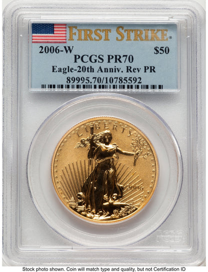 2006-W Reverse Proof Gold Eagle 1 oz FS Flag PCGS PR70