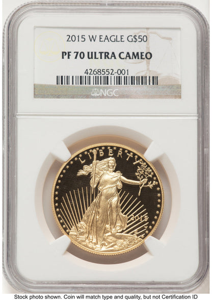2015-W Proof Gold Eagle 1 oz Brown Label NGC PF70