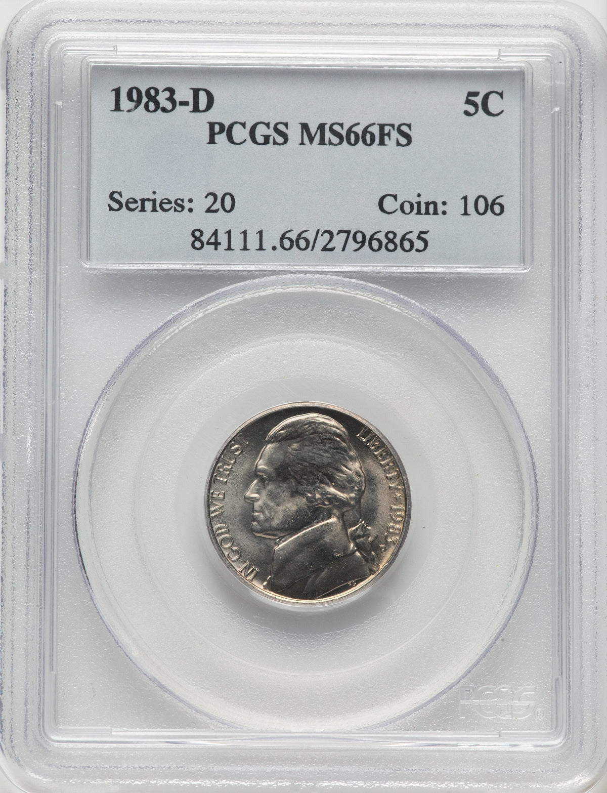 1983-D 5C FS Jefferson Nickel PCGS MS66
