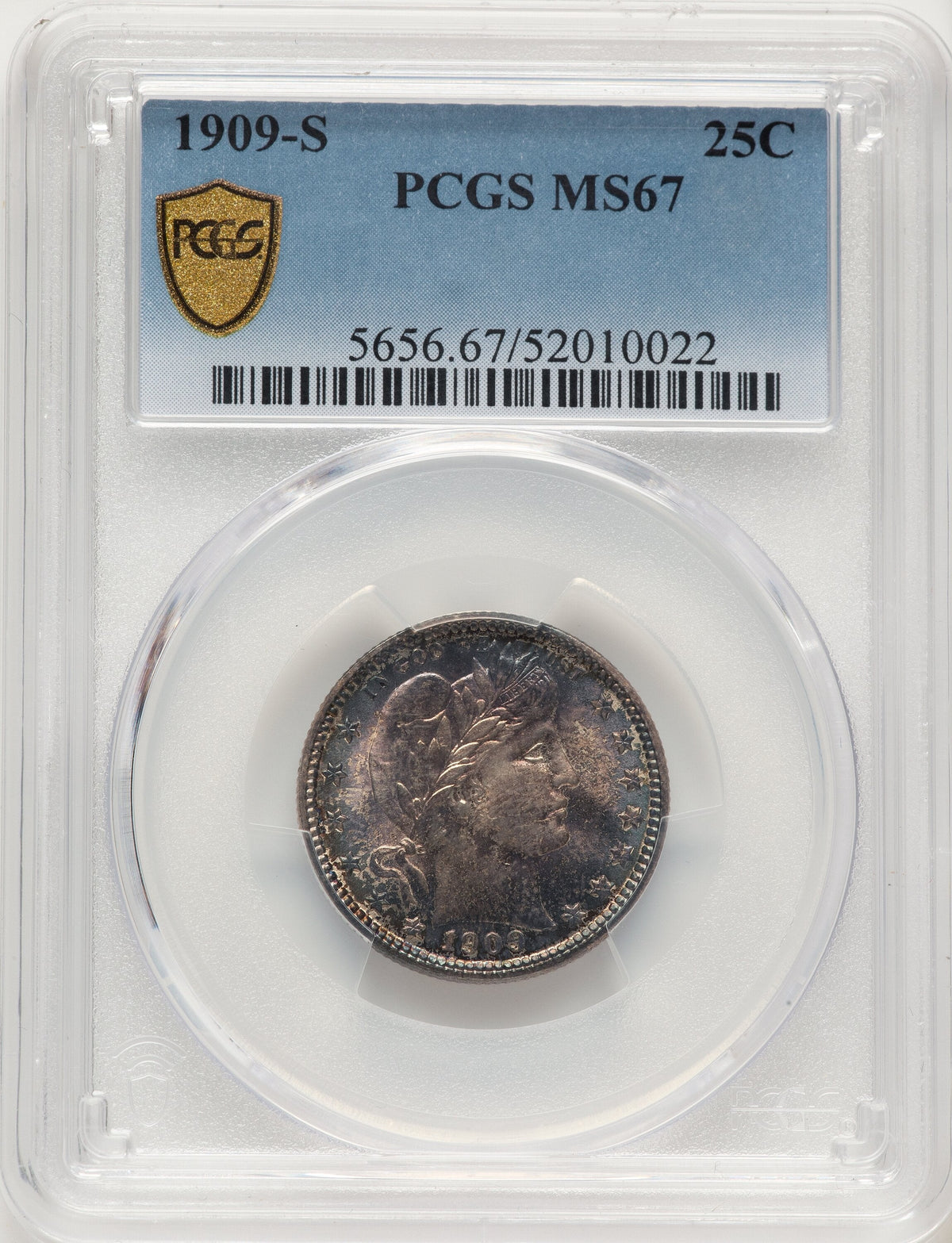 1909-S 25C Barber Quarter PCGS MS67