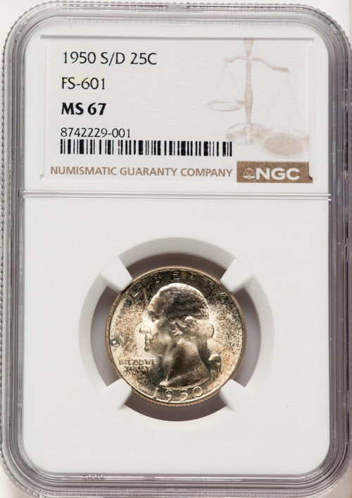 1950-S/D 25C Washington Quarter NGC MS67