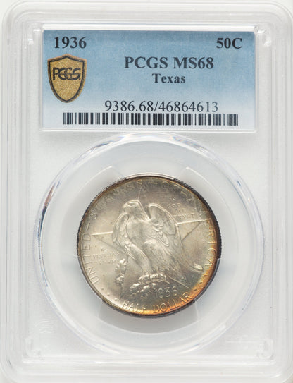 1936 50C Texas Commemorative Silver PCGS MS68