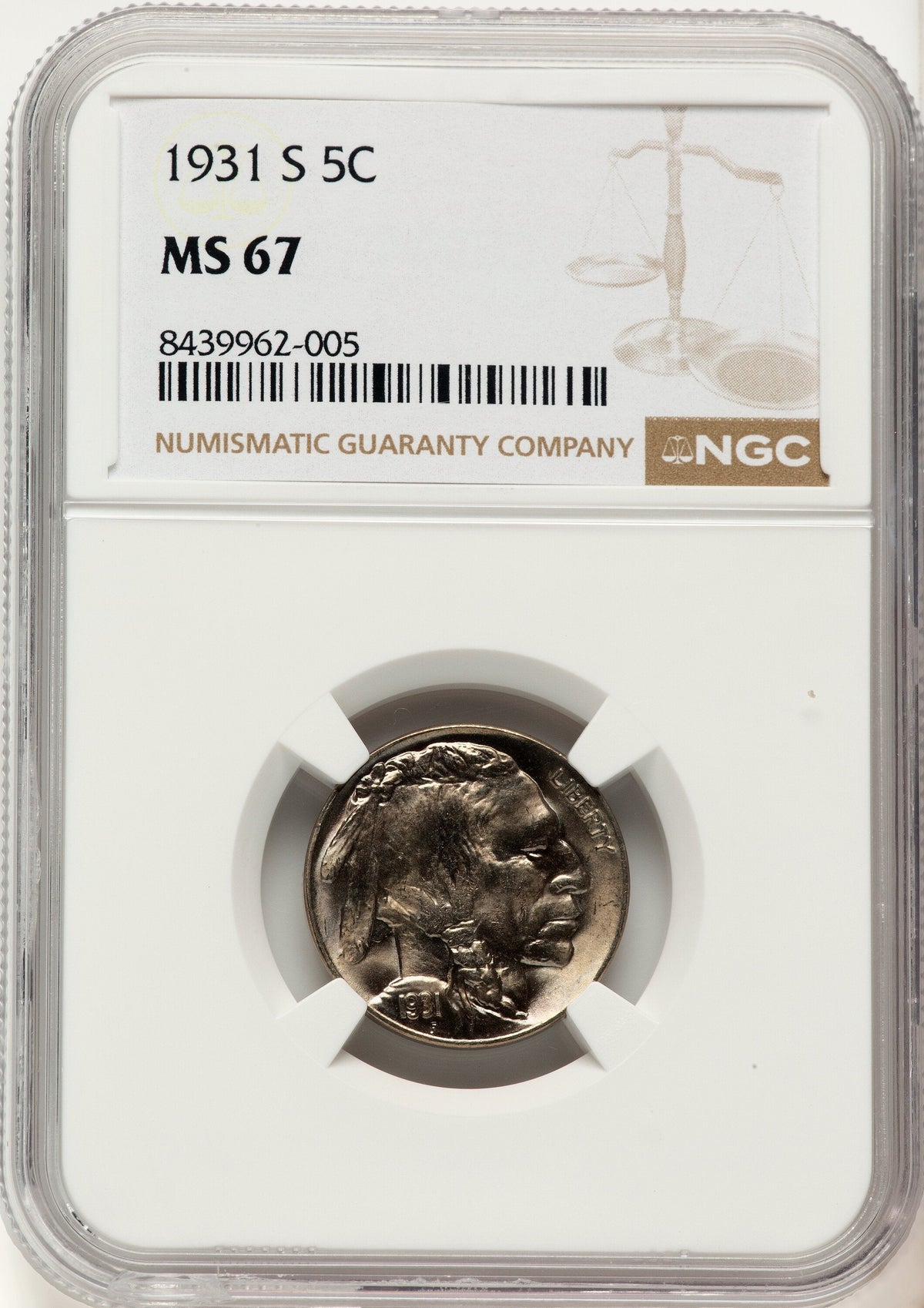 1931-S 5C Buffalo Nickel NGC MS67