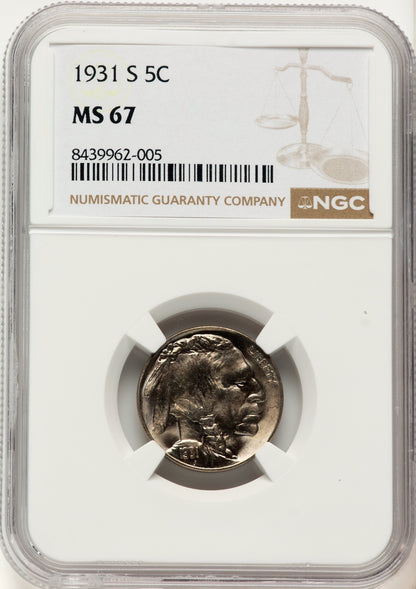 1931-S 5C Buffalo Nickel NGC MS67
