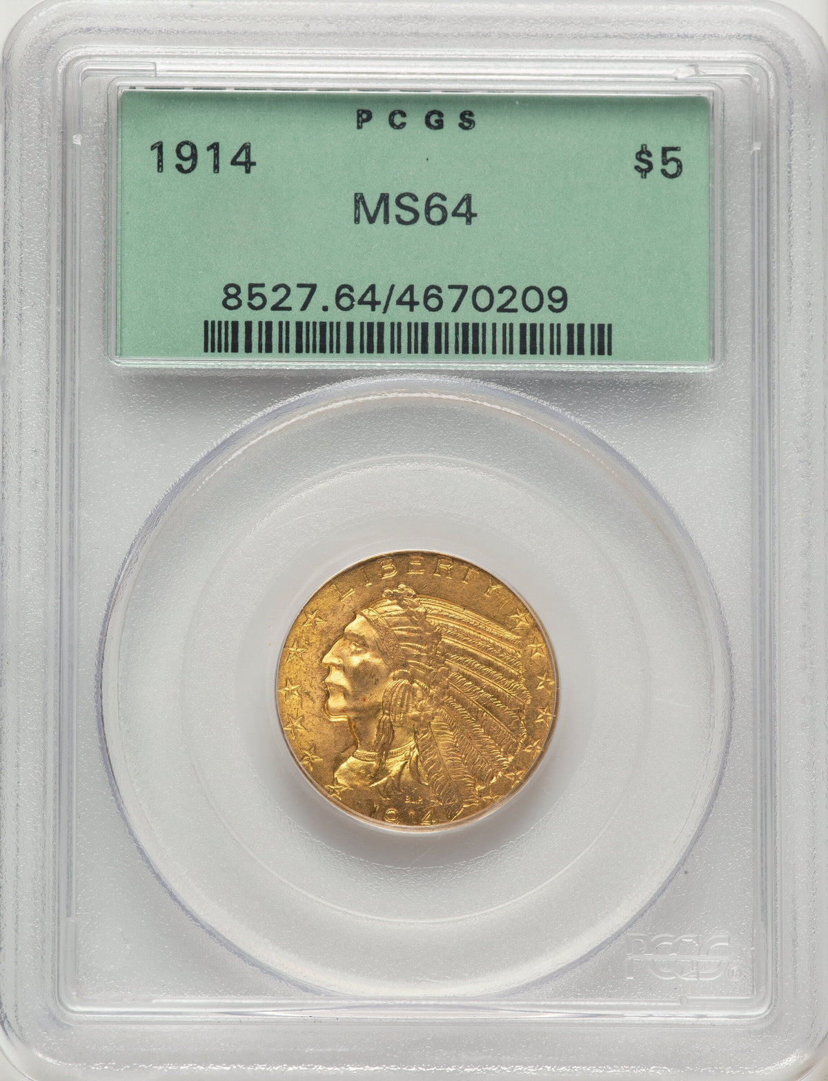 1914 $5 Indian Half Eagle PCGS MS64