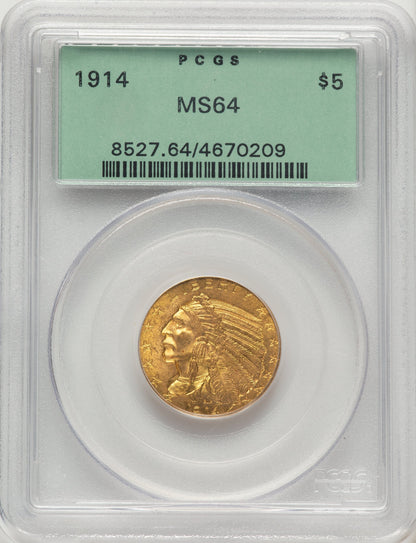 1914 $5 Indian Half Eagle PCGS MS64