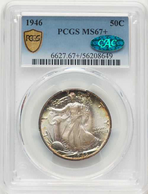 1946 50C CAC Walking Liberty Half Dollar PCGS MS67+