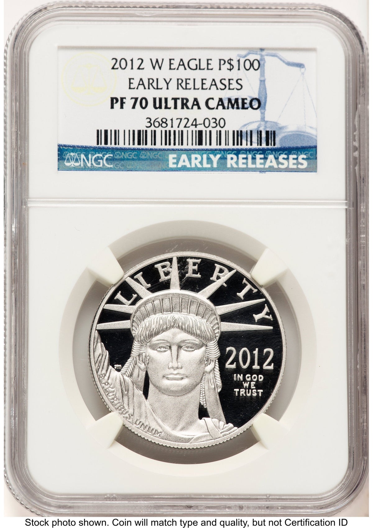 2012-W Proof Platinum Eagle 1 oz ER Blue NGC PF70