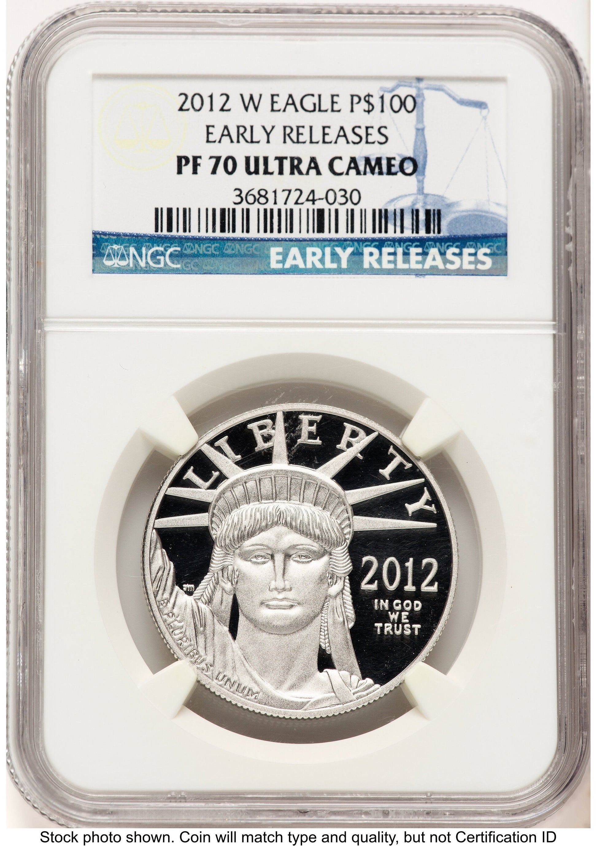 2012-W Proof Platinum Eagle 1 oz ER Blue NGC PF70