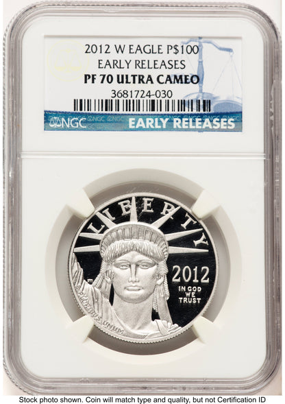 2012-W Proof Platinum Eagle 1 oz ER Blue NGC PF70