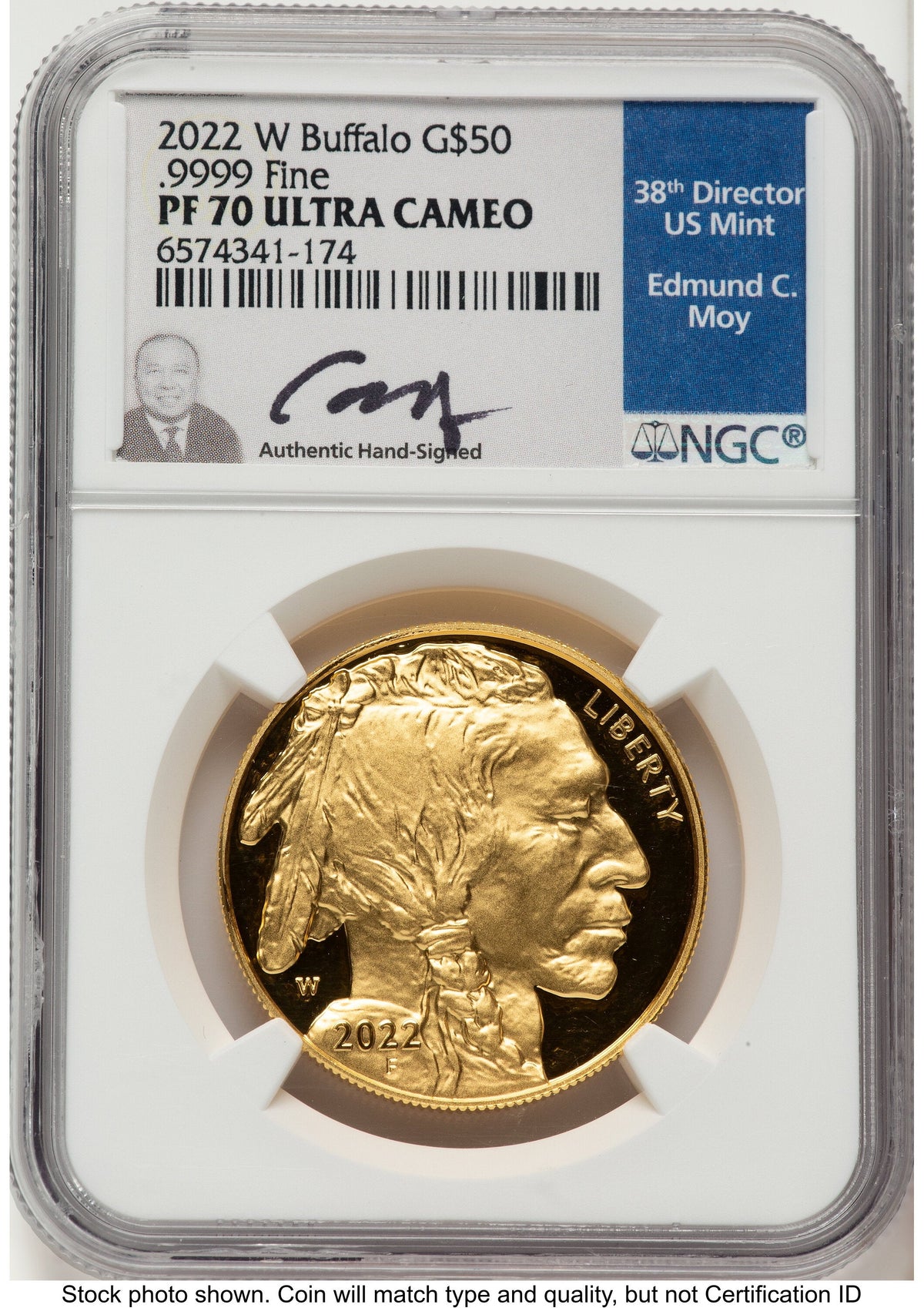 2022-W Proof Gold Buffalo 1 oz NGC PF70 Ed Moy