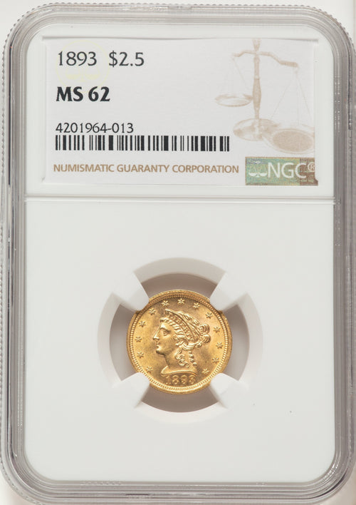 1893 $2.50 Liberty Quarter Eagle NGC MS62