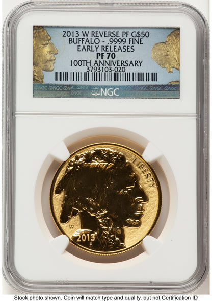2013-W Reverse Proof Gold Buffalo 1 oz ER 100th Anniversary NGC PF70