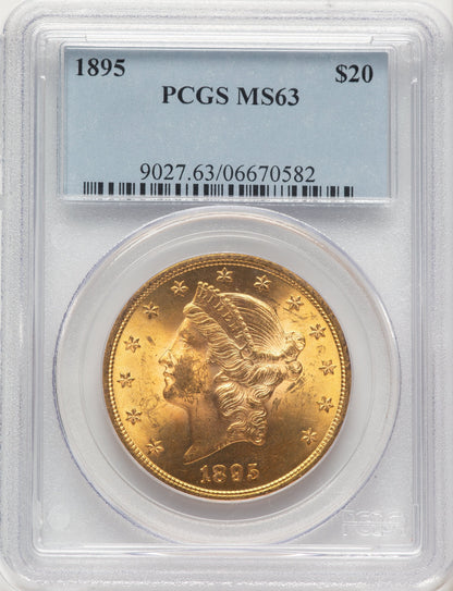 1895 $20 Blue Label Liberty Double Eagle PCGS MS63