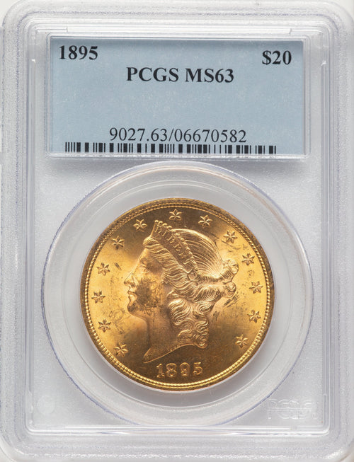 1895 $20 Blue Label Liberty Double Eagle PCGS MS63