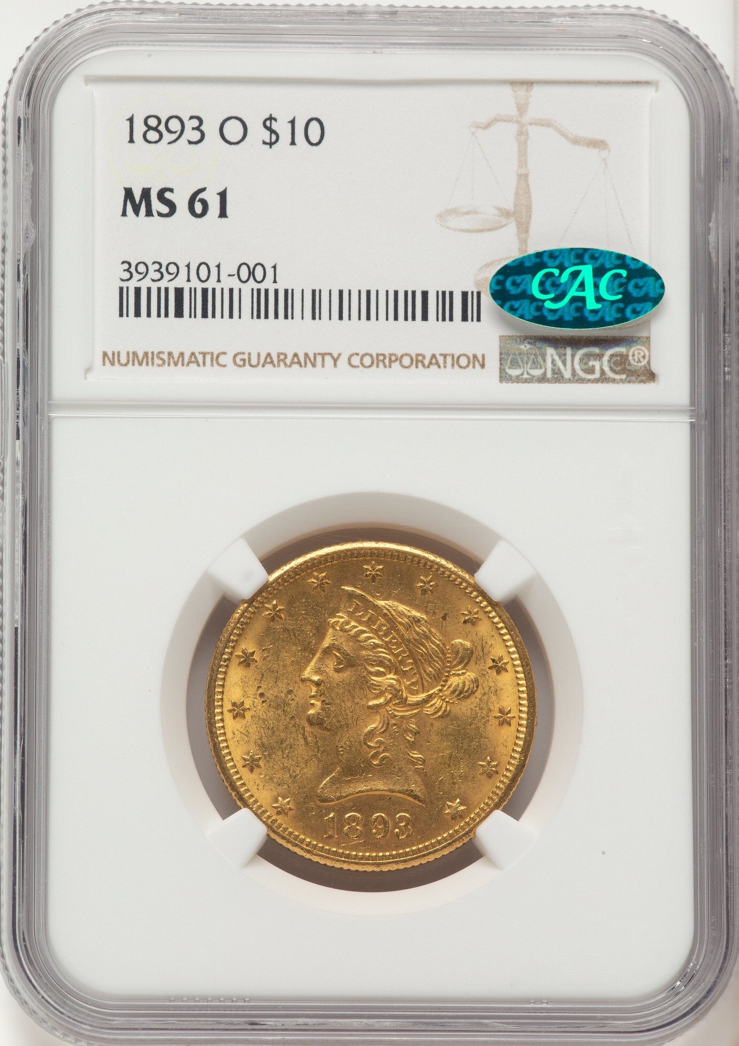 1893-O $10 Liberty Eagle NGC MS61
