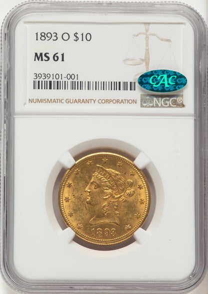 1893-O $10 Liberty Eagle NGC MS61