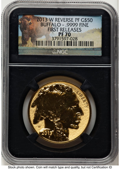 2013-W Reverse Proof Gold Buffalo 1 oz FR Bison Label NGC PF70