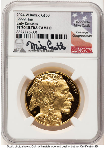 2024-W Proof Gold Buffalo 1 oz ER Mike Castle NGC PF70