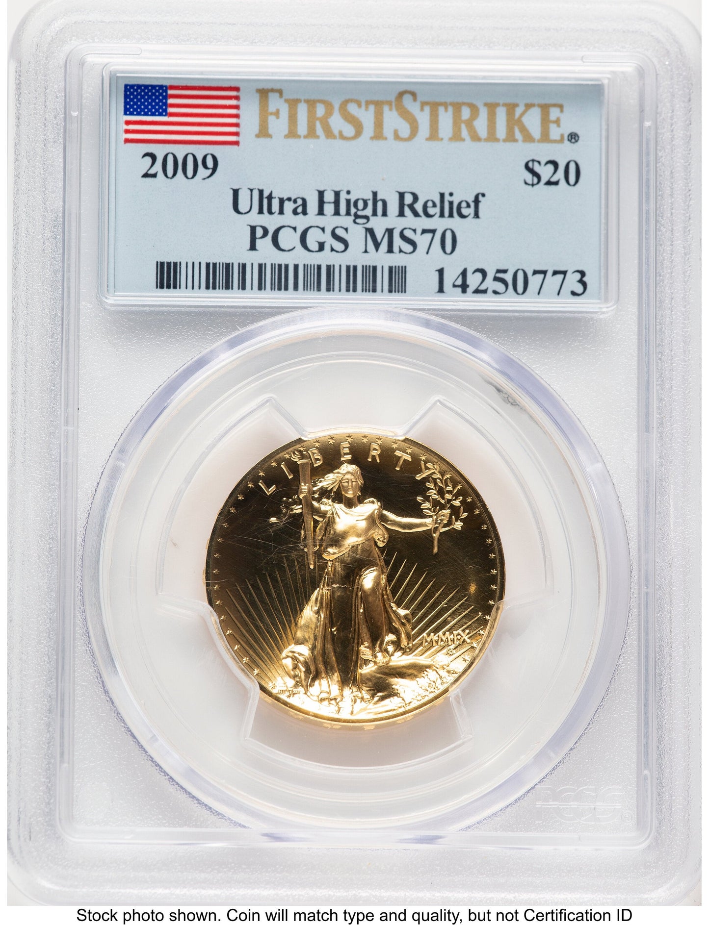 2009 G$20 Ultra High Relief FS Flag PCGS MS70