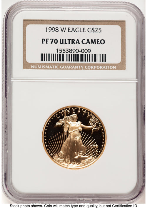1998-W Proof Gold Eagle 1/2 oz Brown Label NGC PF70