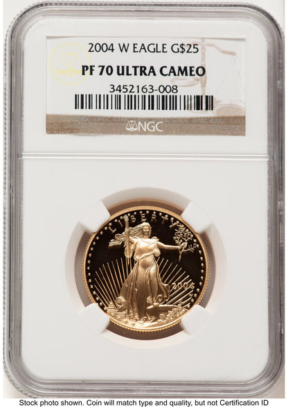 2004-W Proof Gold Eagle 1/2 oz Brown Label NGC PF70