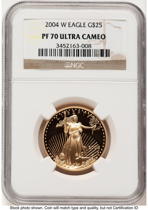 2004-W Proof Gold Eagle 1/2 oz Brown Label NGC PF70