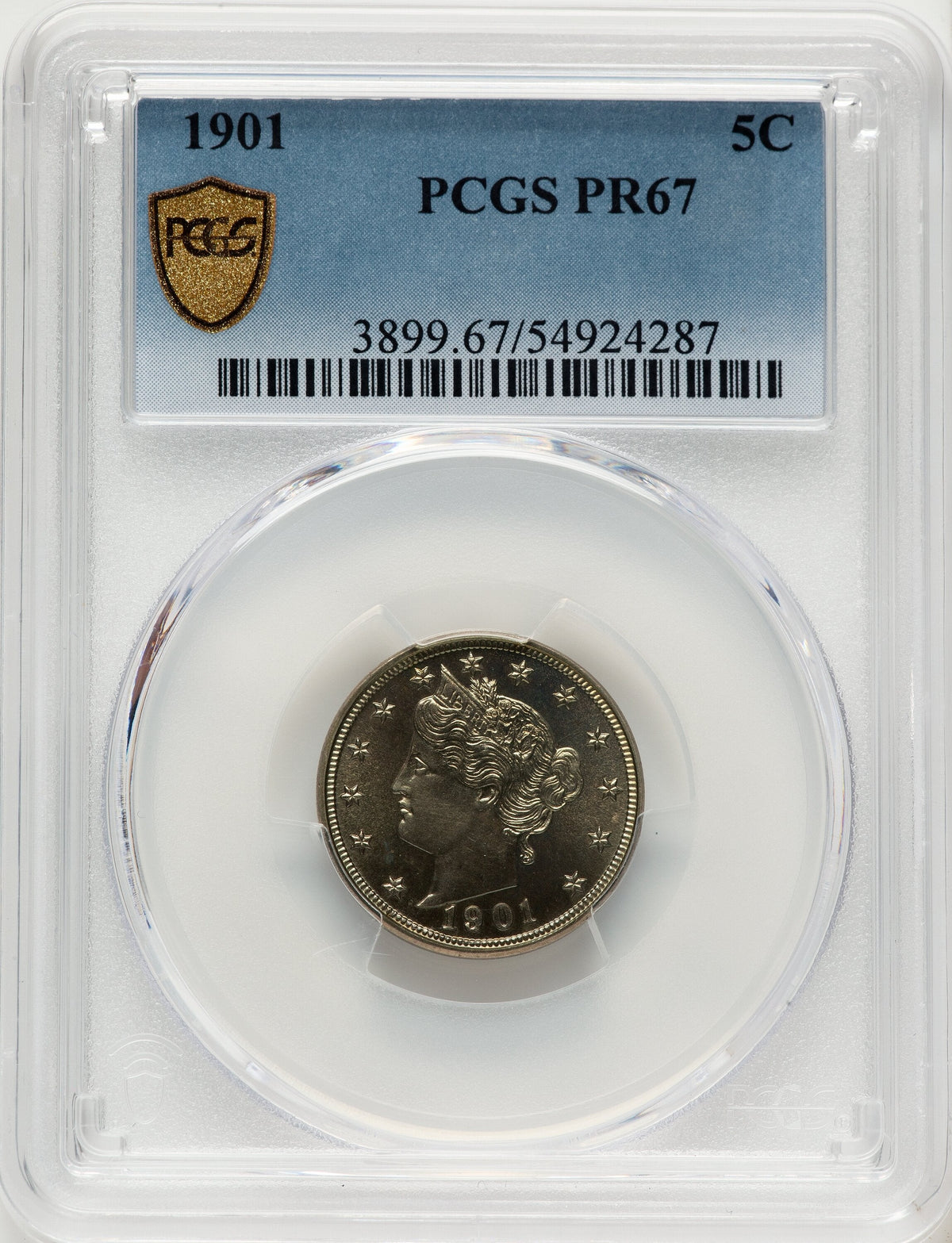1901 5C Proof Liberty Nickel PCGS PR67
