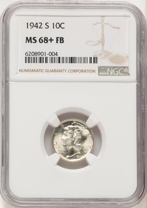 1942-S 10C FB Mercury Dime NGC MS68+