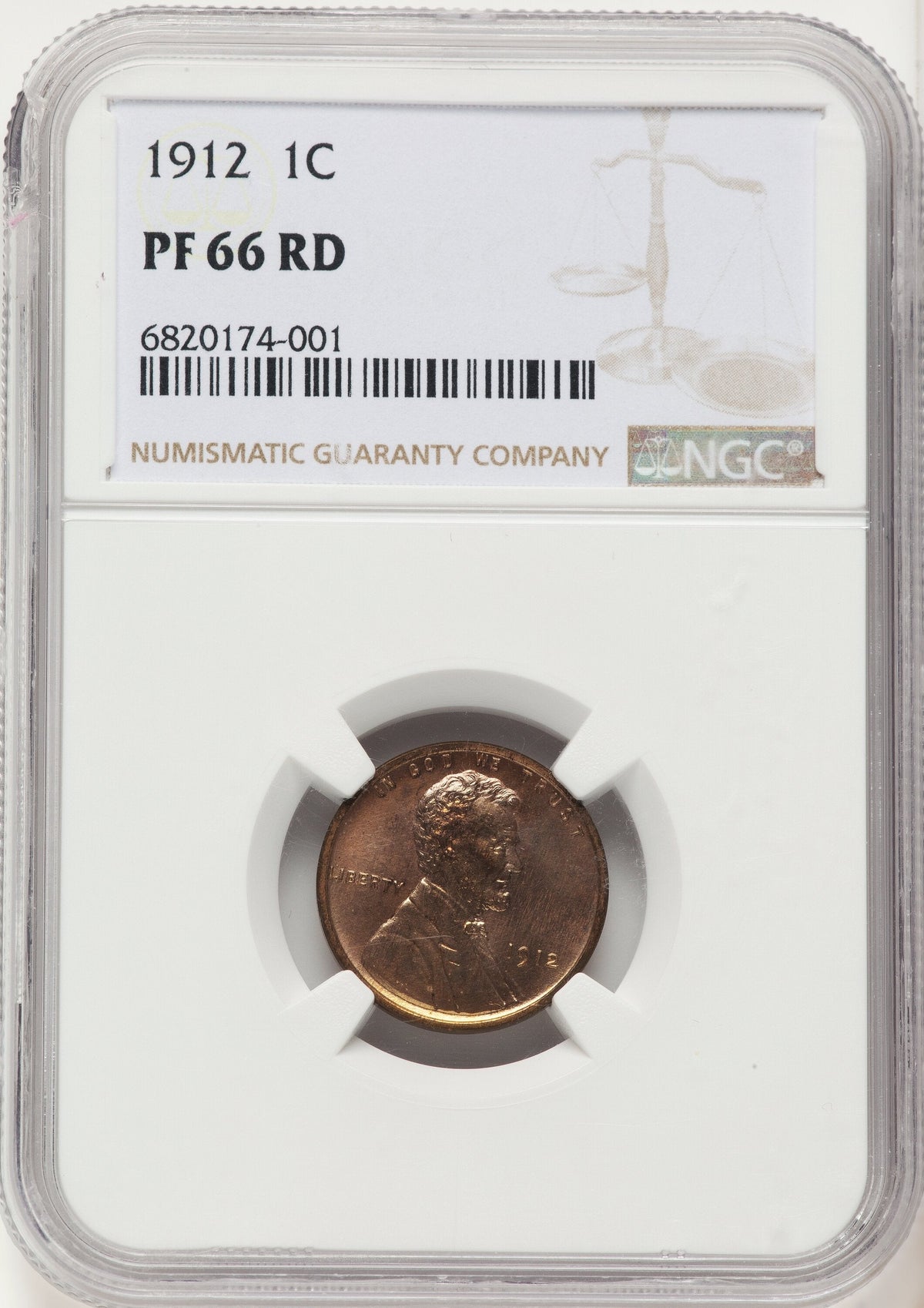 1912 1C RD Proof Lincoln Cent NGC PR66
