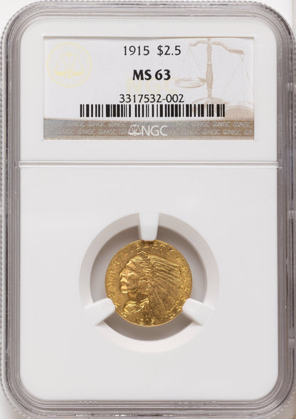 1915 $2.50 Indian Quarter Eagle NGC MS63