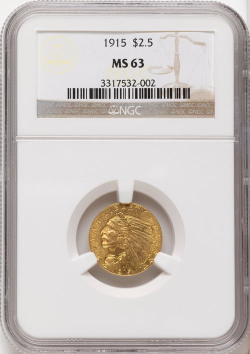 1915 $2.50 Indian Quarter Eagle NGC MS63