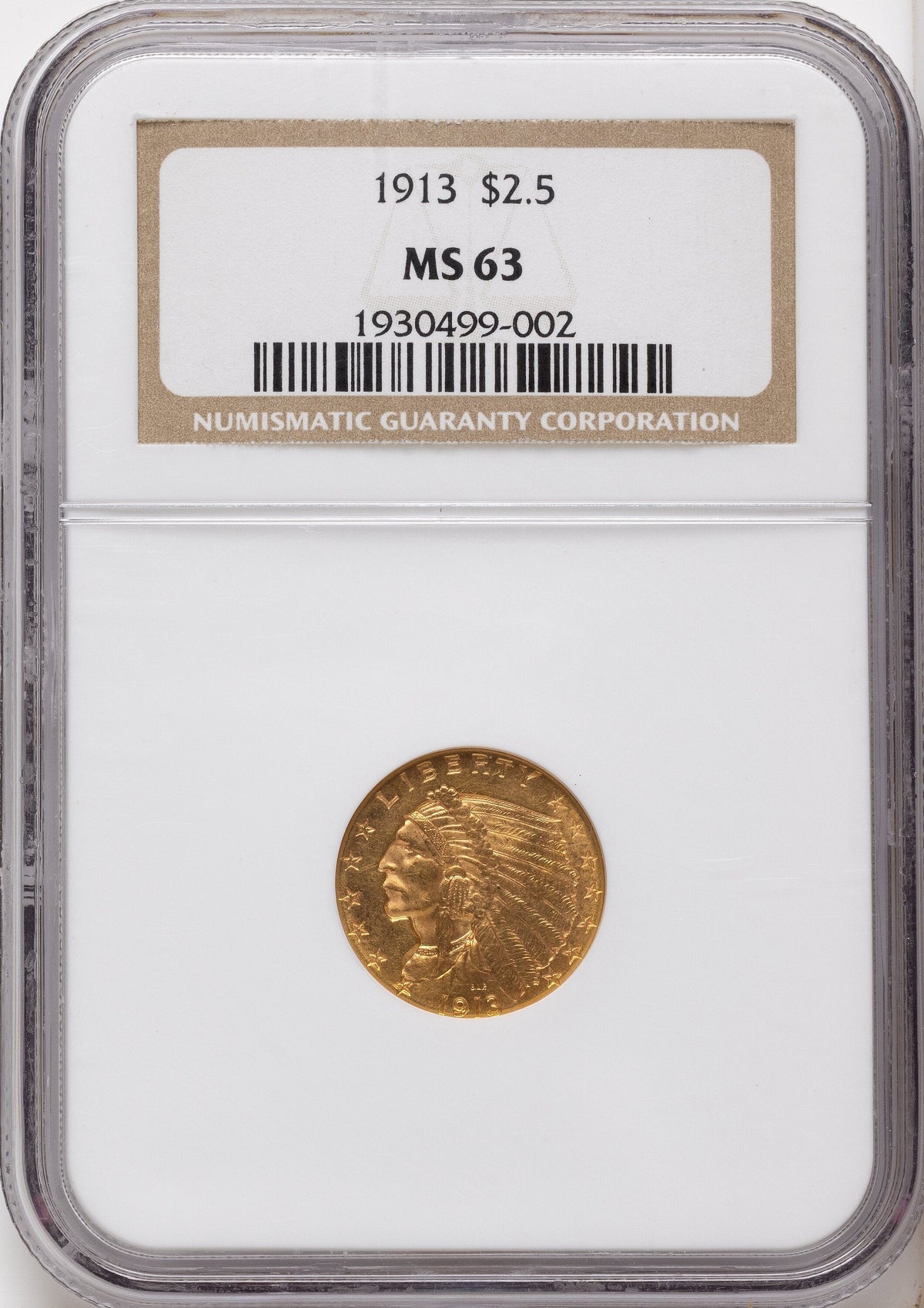 1913 $2.50 Indian Quarter Eagle NGC MS63