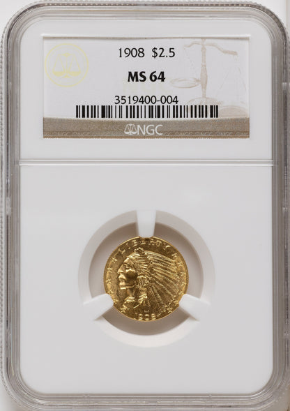 1908 $2.50 Indian Quarter Eagle NGC MS64