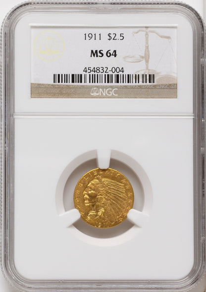 1911 $2.50 Indian Quarter Eagle NGC MS64