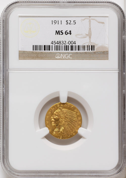1911 $2.50 Indian Quarter Eagle NGC MS64
