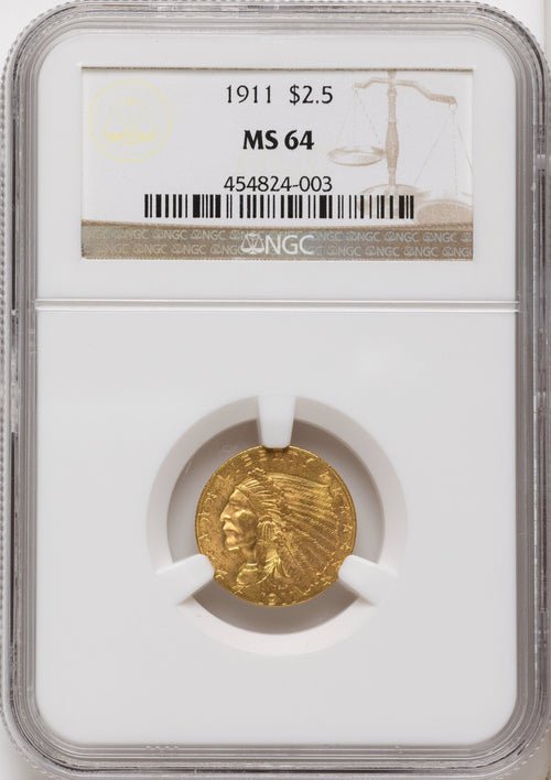 1911 $2.50 Indian Quarter Eagle NGC MS64