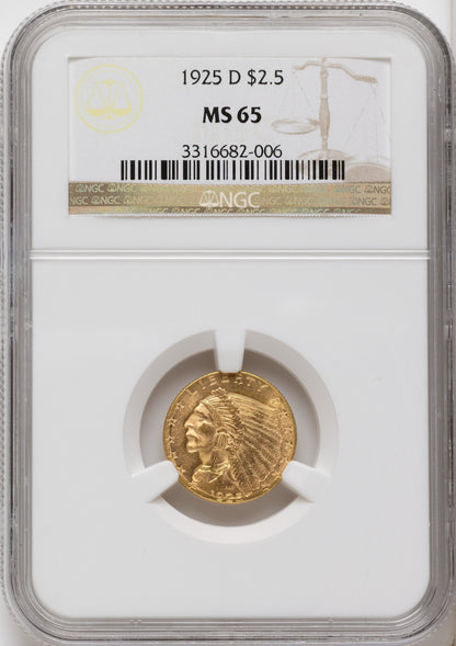 1925-D $2.50 Indian Quarter Eagle NGC MS65
