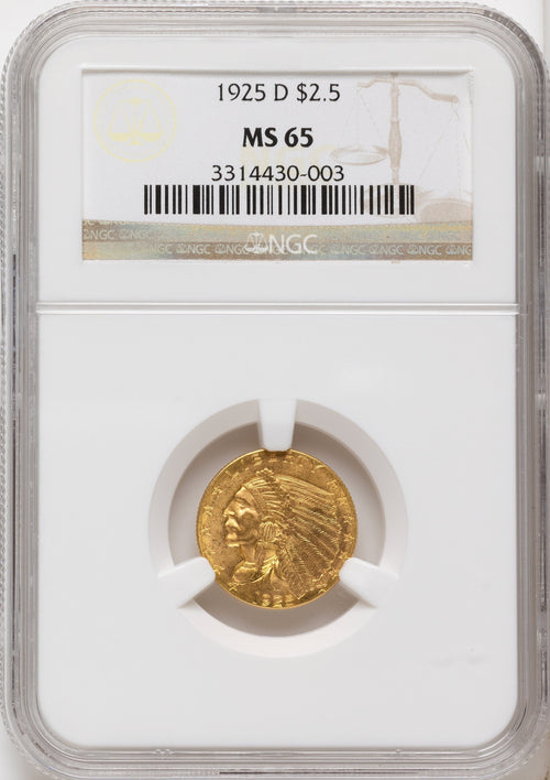 1925-D $2.50 Indian Quarter Eagle NGC MS65