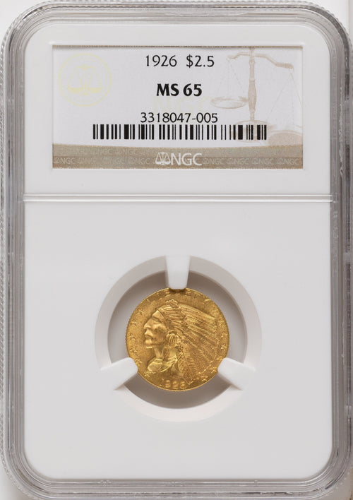 1926 $2.50 Indian Quarter Eagle NGC MS65