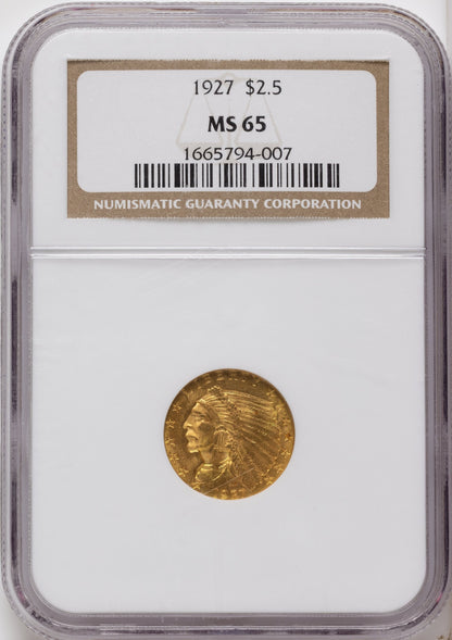 1927 $2.50 Indian Quarter Eagle NGC MS65