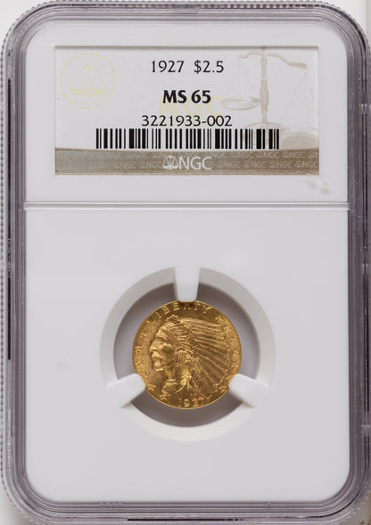1927 $2.50 Indian Quarter Eagle NGC MS65
