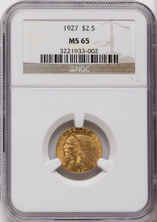1927 $2.50 Indian Quarter Eagle NGC MS65