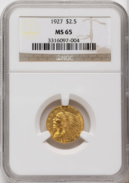 1927 $2.50 Indian Quarter Eagle NGC MS65