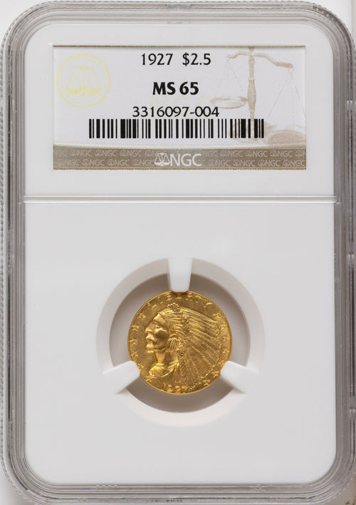 1927 $2.50 Indian Quarter Eagle NGC MS65